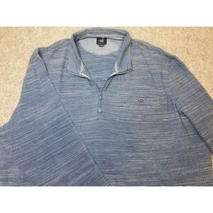 Johnnie-O Mens‎ XLarge Blue Striped 1/4 Zip Pullover Long Sleeve Shirt